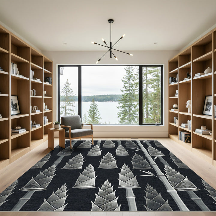 Silver Bamboo Forest Repeating Design Rug