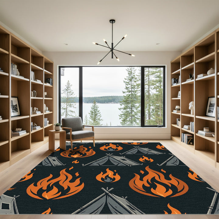 Campfire Tent Fire Orange Rug