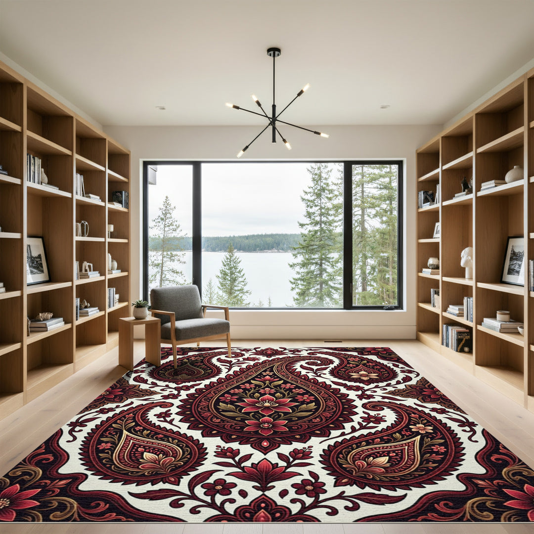 Kashmiri Red Floral Paisley Rug