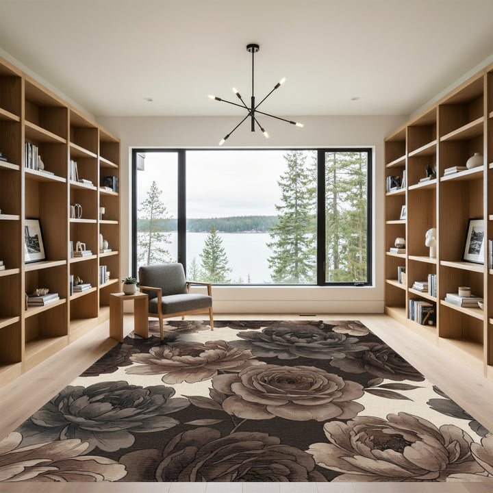 Vintage Sepia Floral Blossom Collage Rug