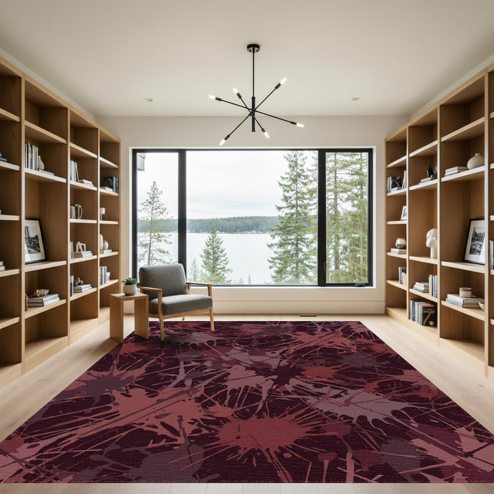 Crimson Splatter Abstract Splash Rug