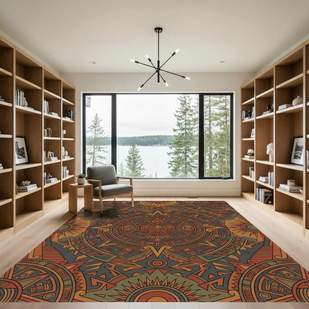 Earth Tones Sun Stone Calendar Rug