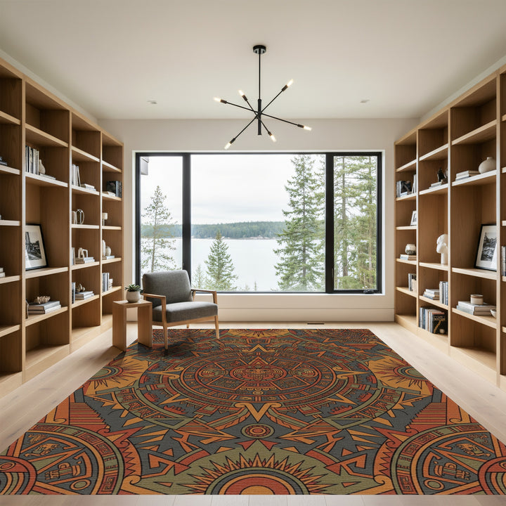 Earth Tones Sun Stone Calendar Rug