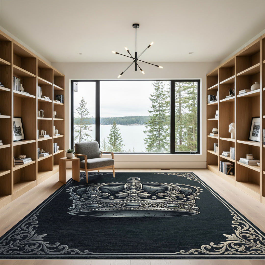Regal Silver Crown Emblem Rug