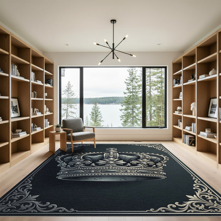 Regal Silver Crown Emblem Rug