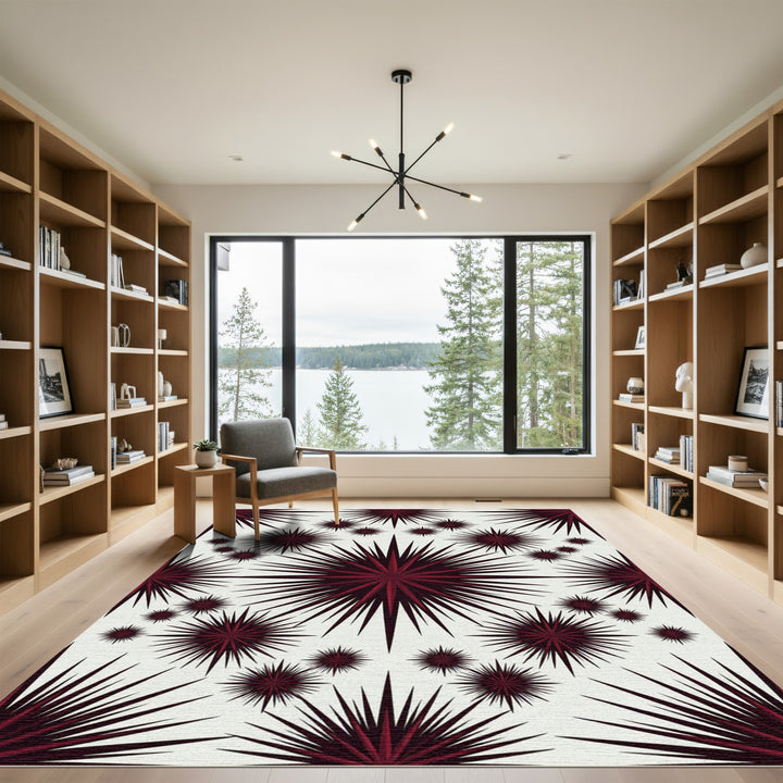 Deep Crimson Starburst Radiance Rug