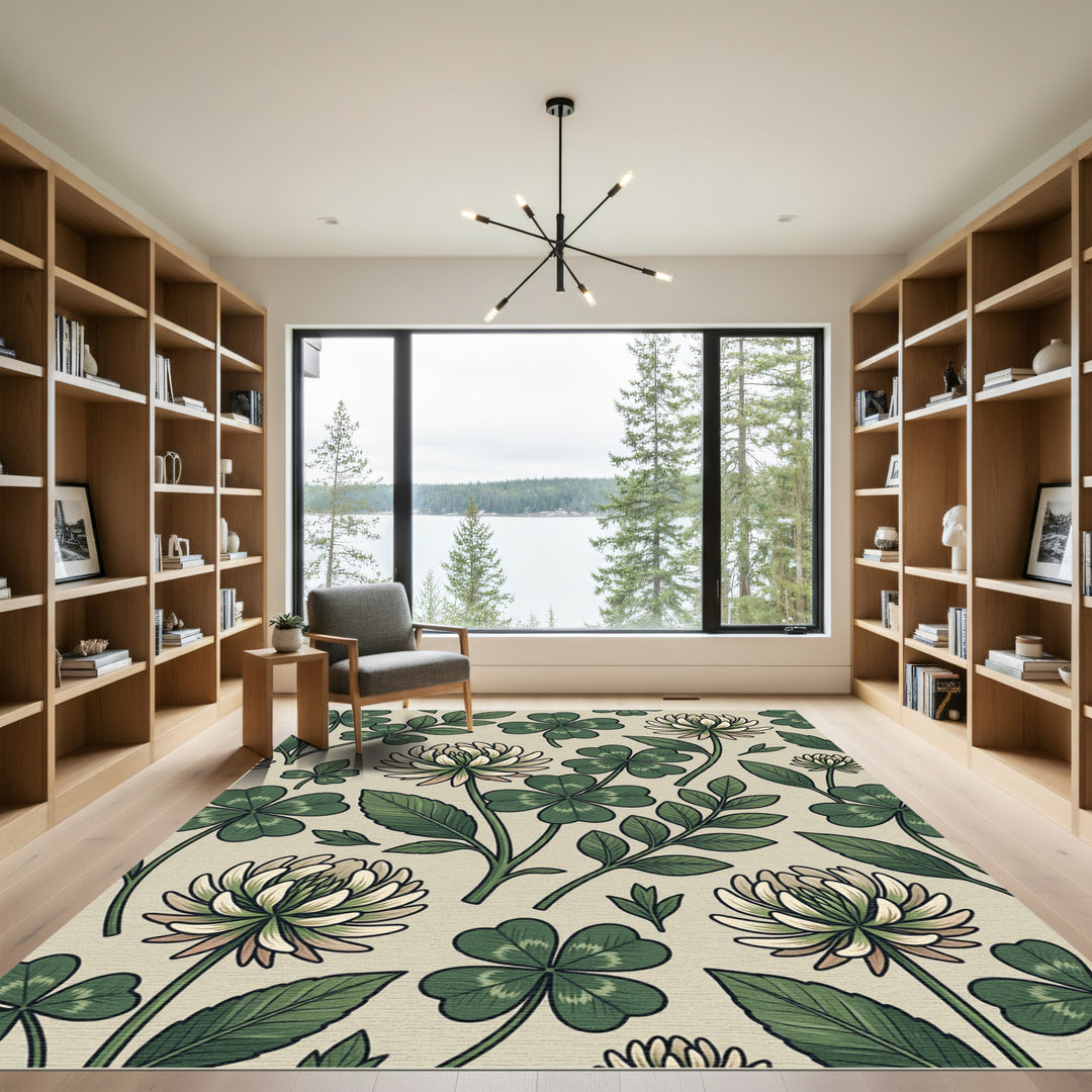 Four Leaf Clover White Bloom Harmony Rug