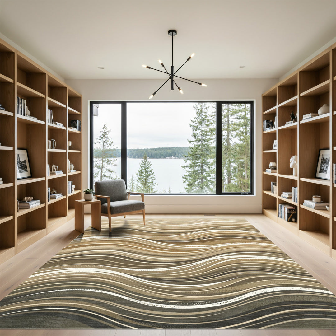 Earthy Abstract Wavy Lines Rug