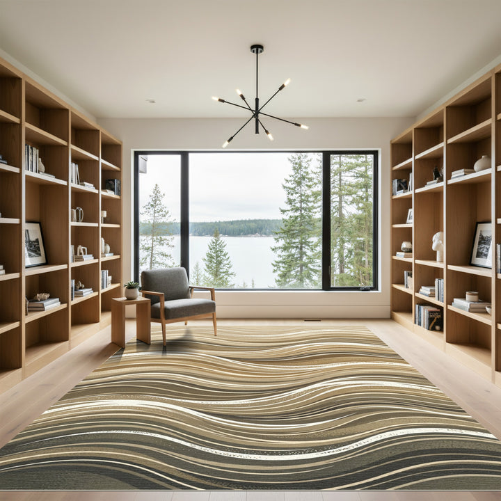Earthy Abstract Wavy Lines Rug