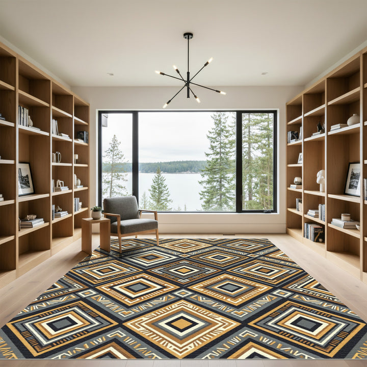 Bold Geometric Diamond Brown Area Rug