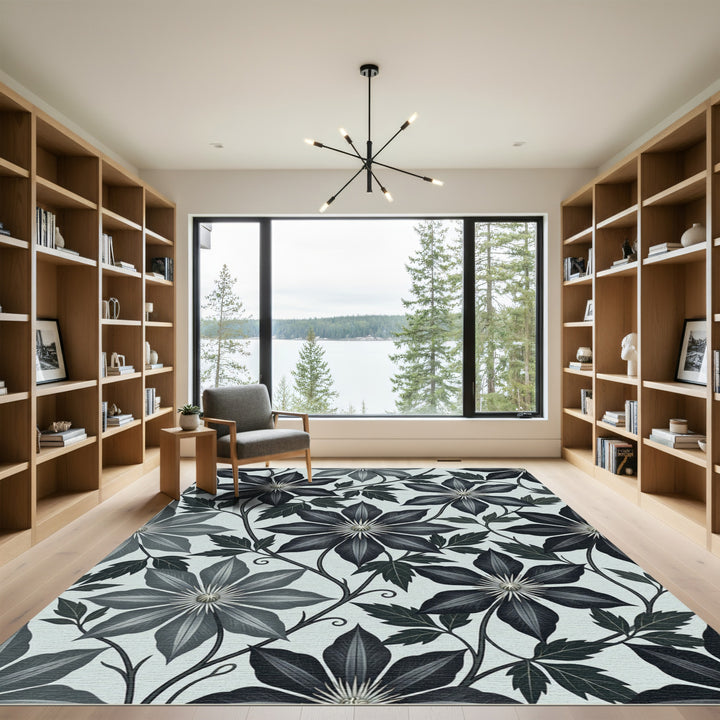 Dark Floral Clematis Vine Rug