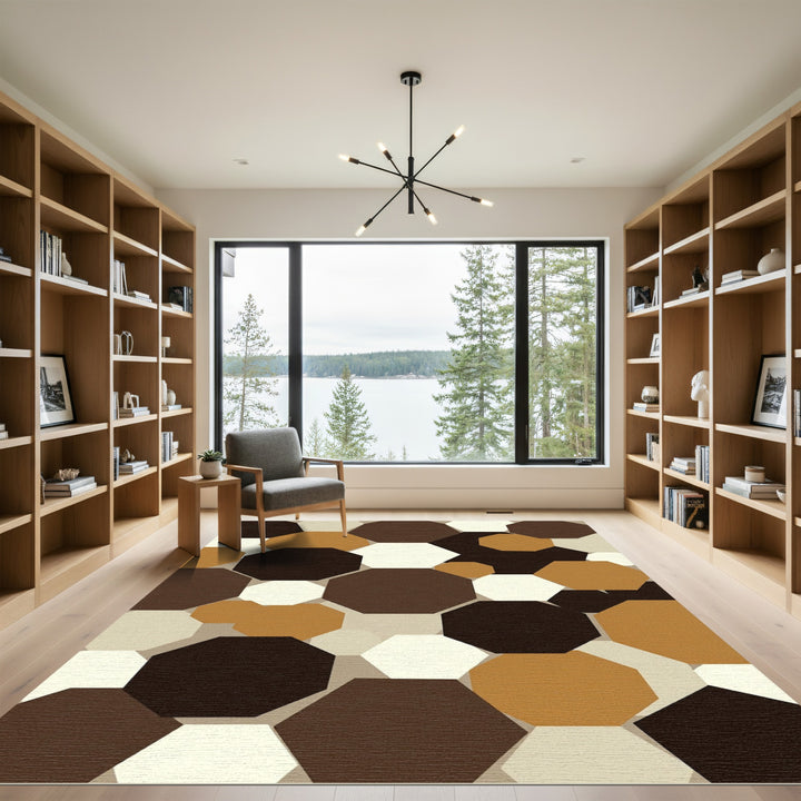 Earthy Octagon Mosaic Collage Rug