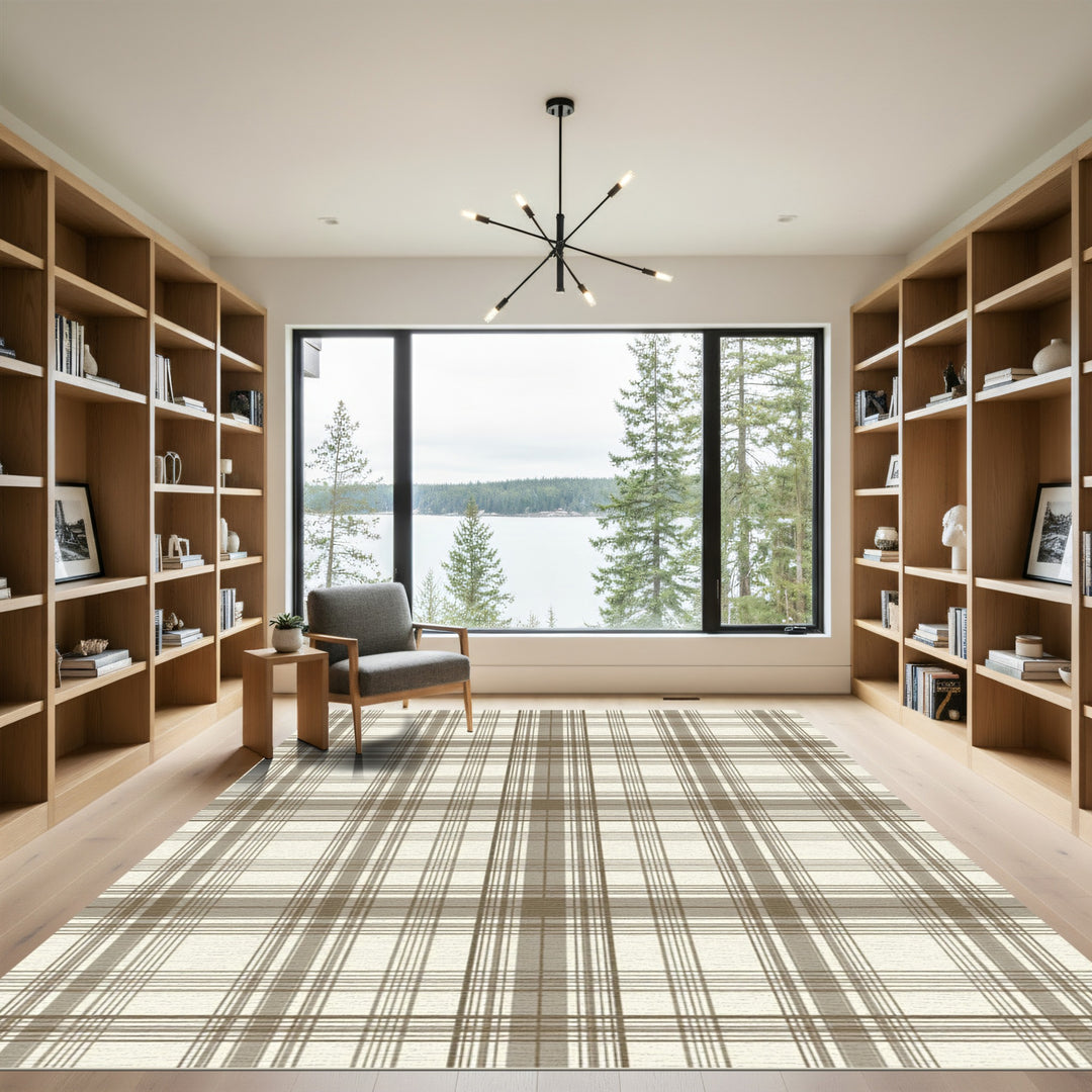 Classic Brown Tartan Plaid Rug