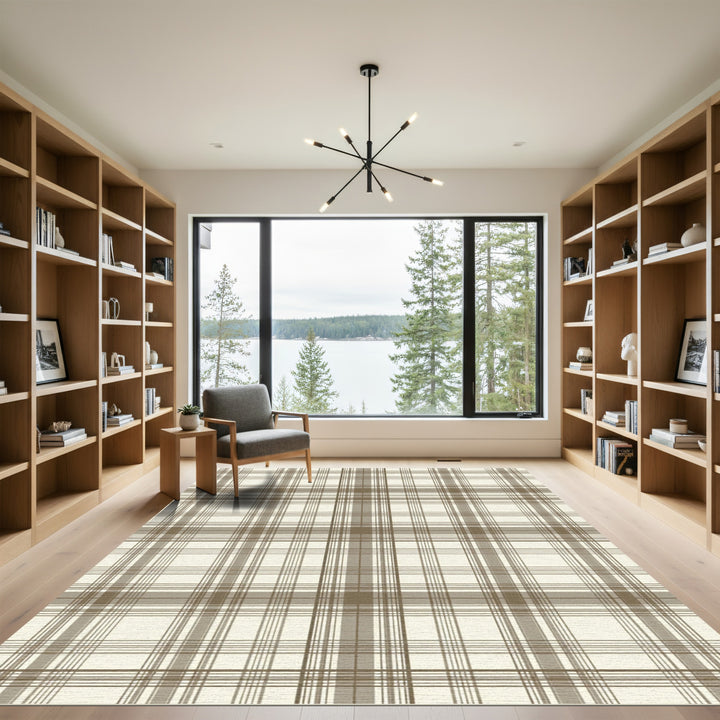 Classic Brown Tartan Plaid Rug
