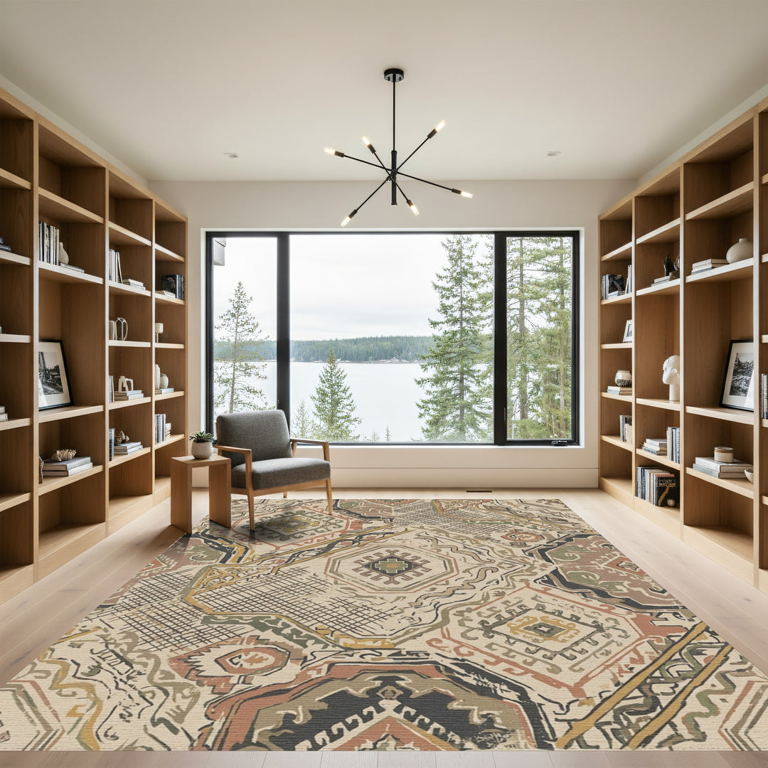 Earthy Abstract Medallion Collage Rug