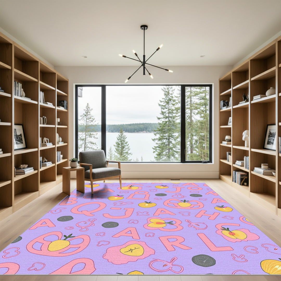 Whimsical Pink Alphabet Apple Grove Rug