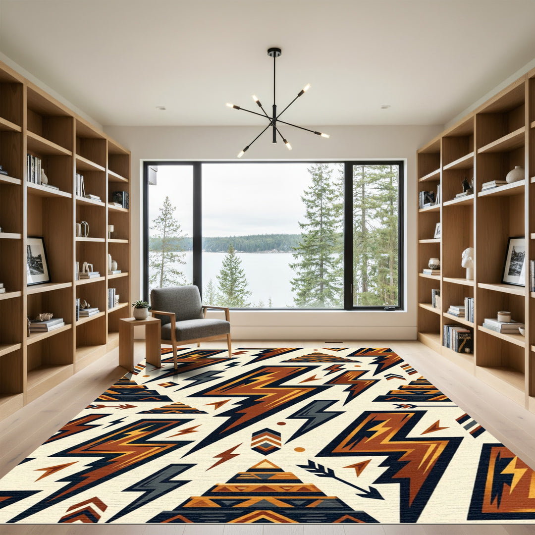 Thunderbolt And Pyramid Geometric Rug