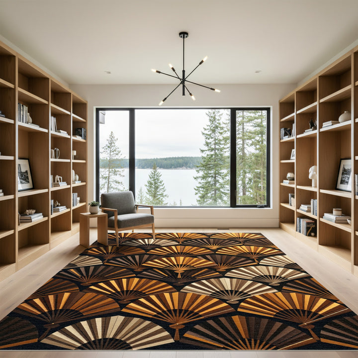 Brown Gold Fan Array Rug