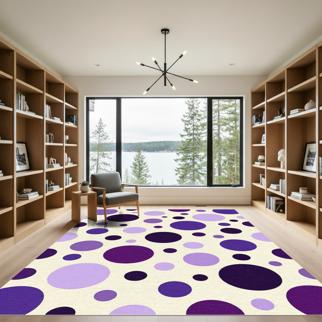 Purple Polka Dot Circles Rug