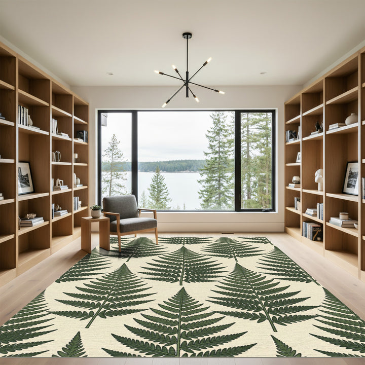Deep Green Fern Frond Repeat Rug