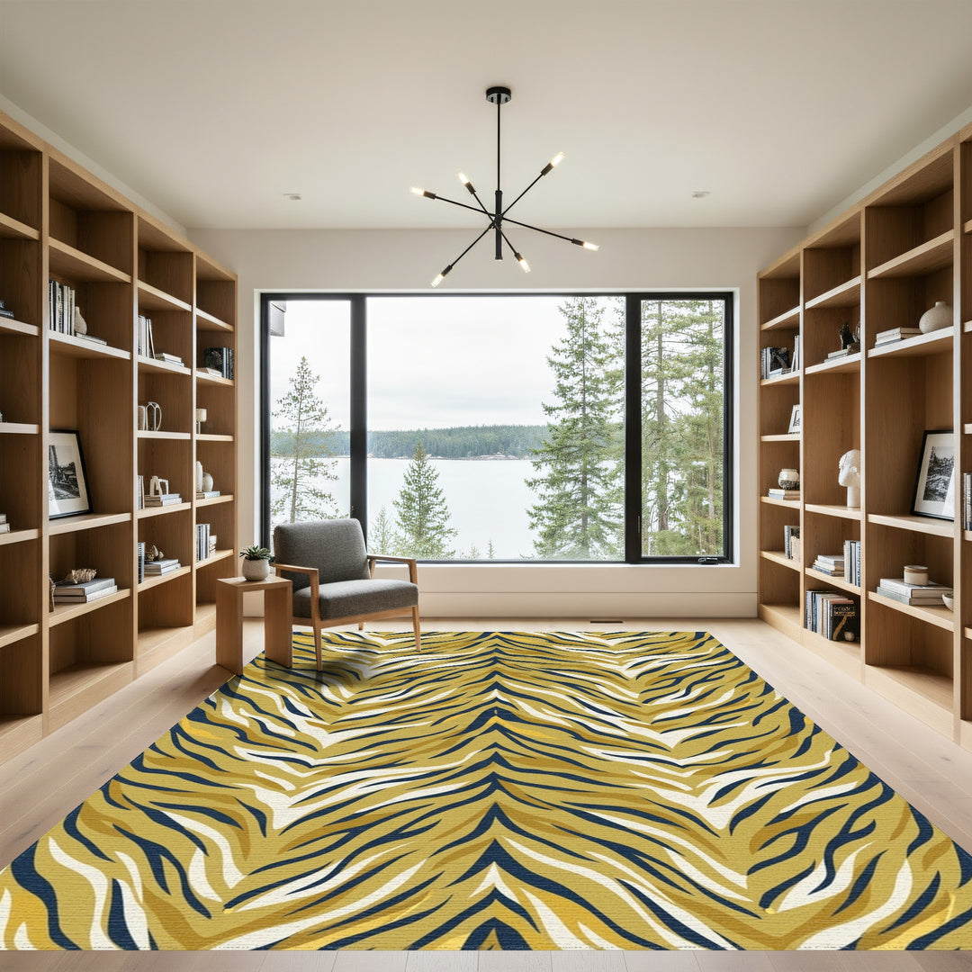Golden Zebra Stripe Contemporary Rug