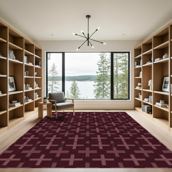 Deep Crimson Plus Motif Rug