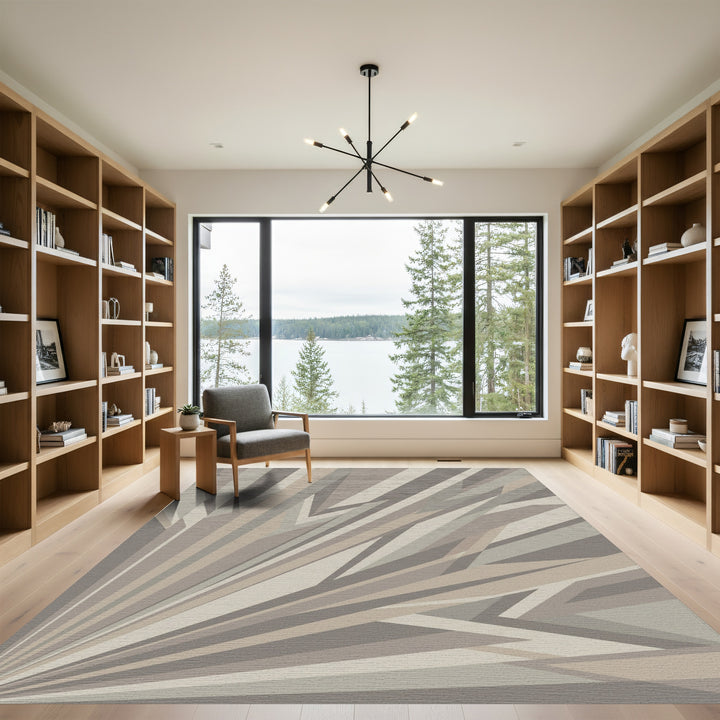 Earthy Tones Geometric Rays Rug