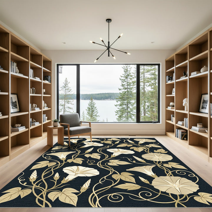 Golden Morning Glory Vine Rug