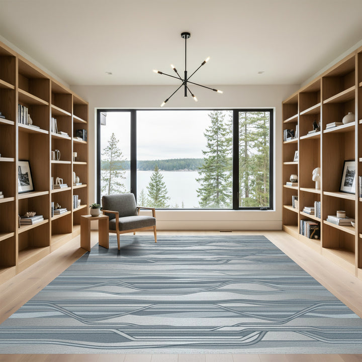 Modern Gray Ribbons Wave Rug