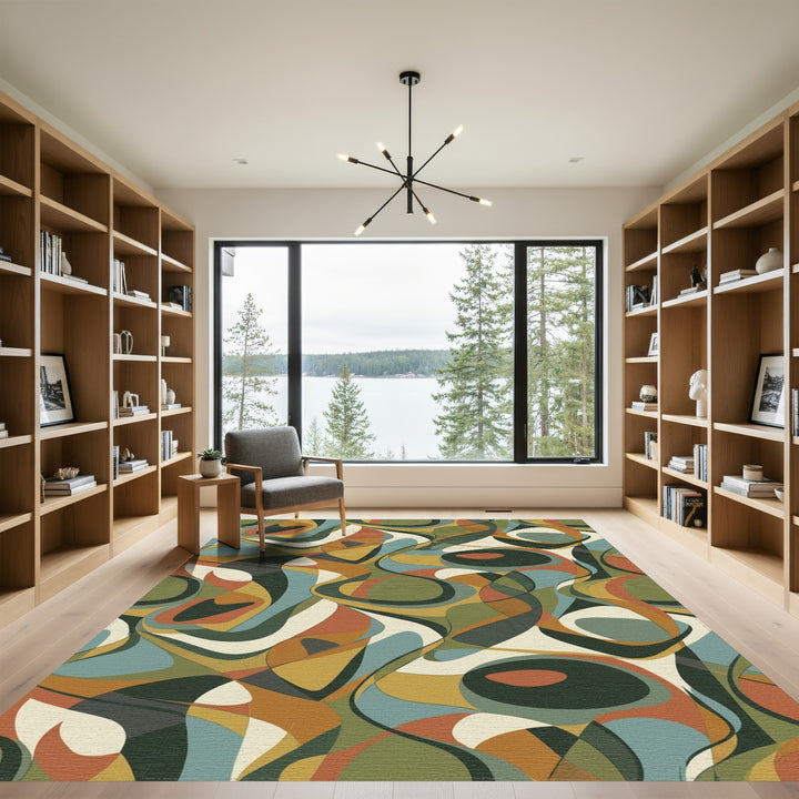 Retro Organic Swirl Abstract Rug