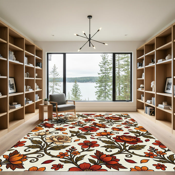 Ornate Autumn Blossom Floral Rug