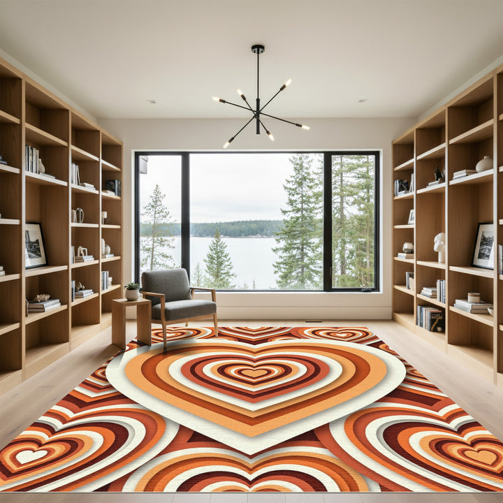 Retro Orange Layered Heart Rug
