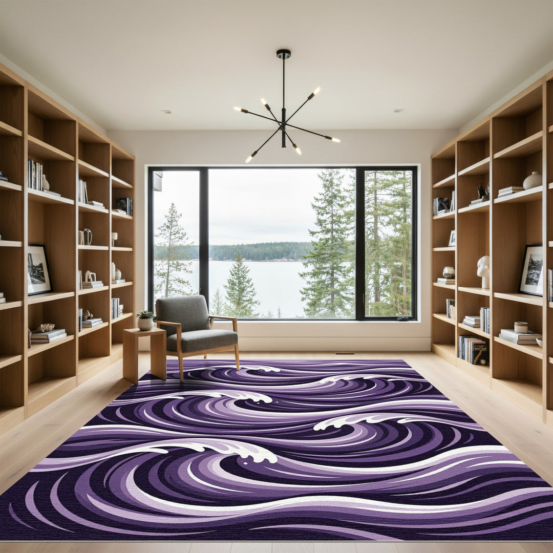 Amethyst Abstract Swirl Wave Rug