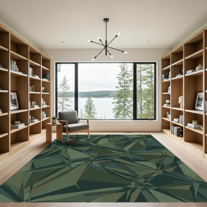 Green Shattered Geometric Fragments Rug