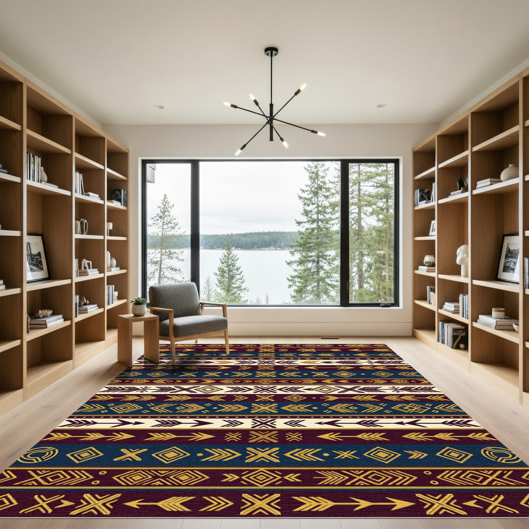 Tribal Arrow Motif Golden Rug