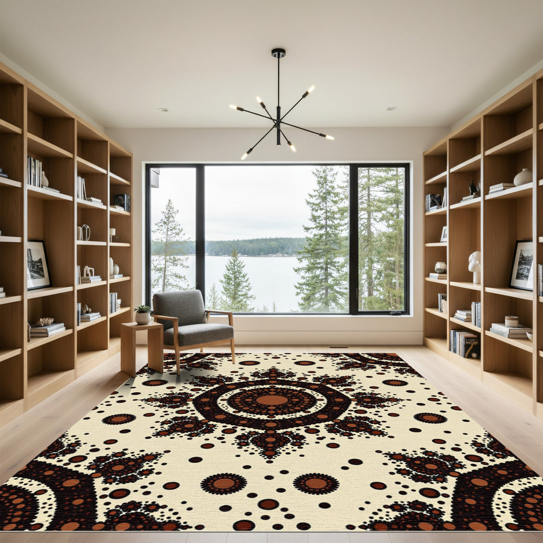 Brown Fractal Dot Mandala Rug