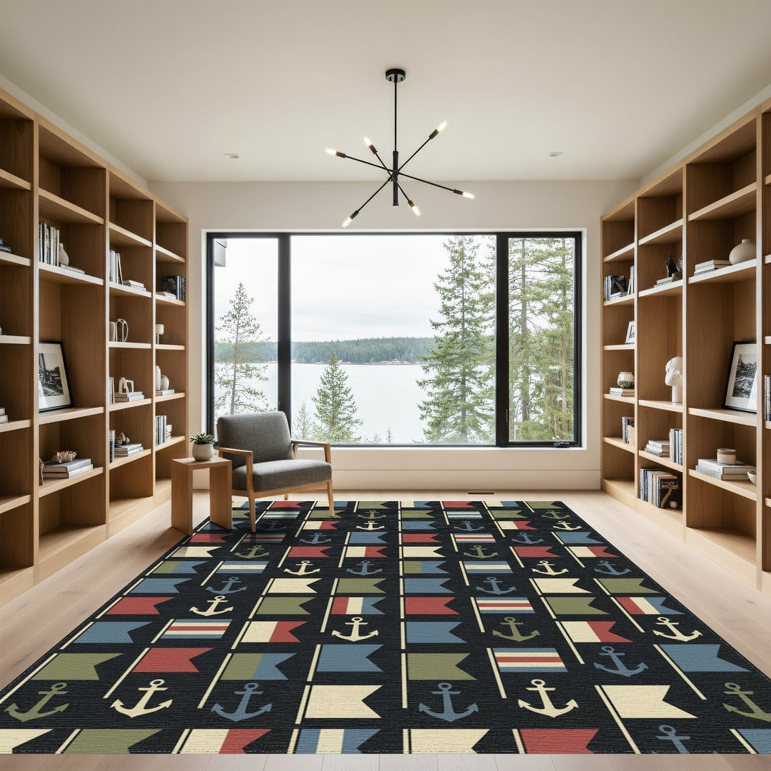 Nautical Flags and Anchors Repeat Rug