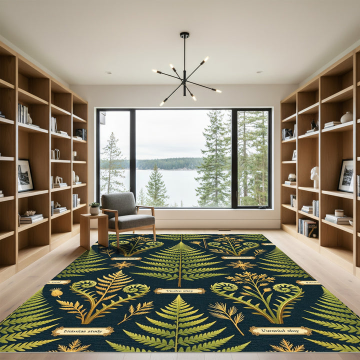 Victorian Fern Botanical Art Deco Rug