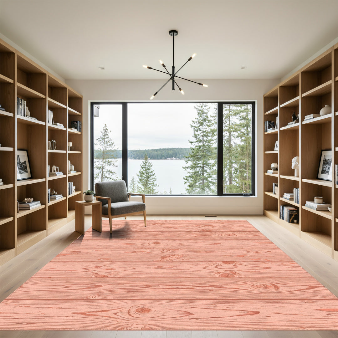 Coral Wood Plank Texture Rug