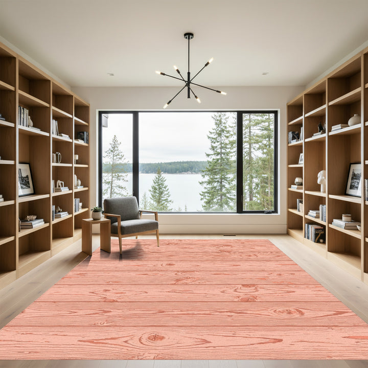 Coral Wood Plank Texture Rug