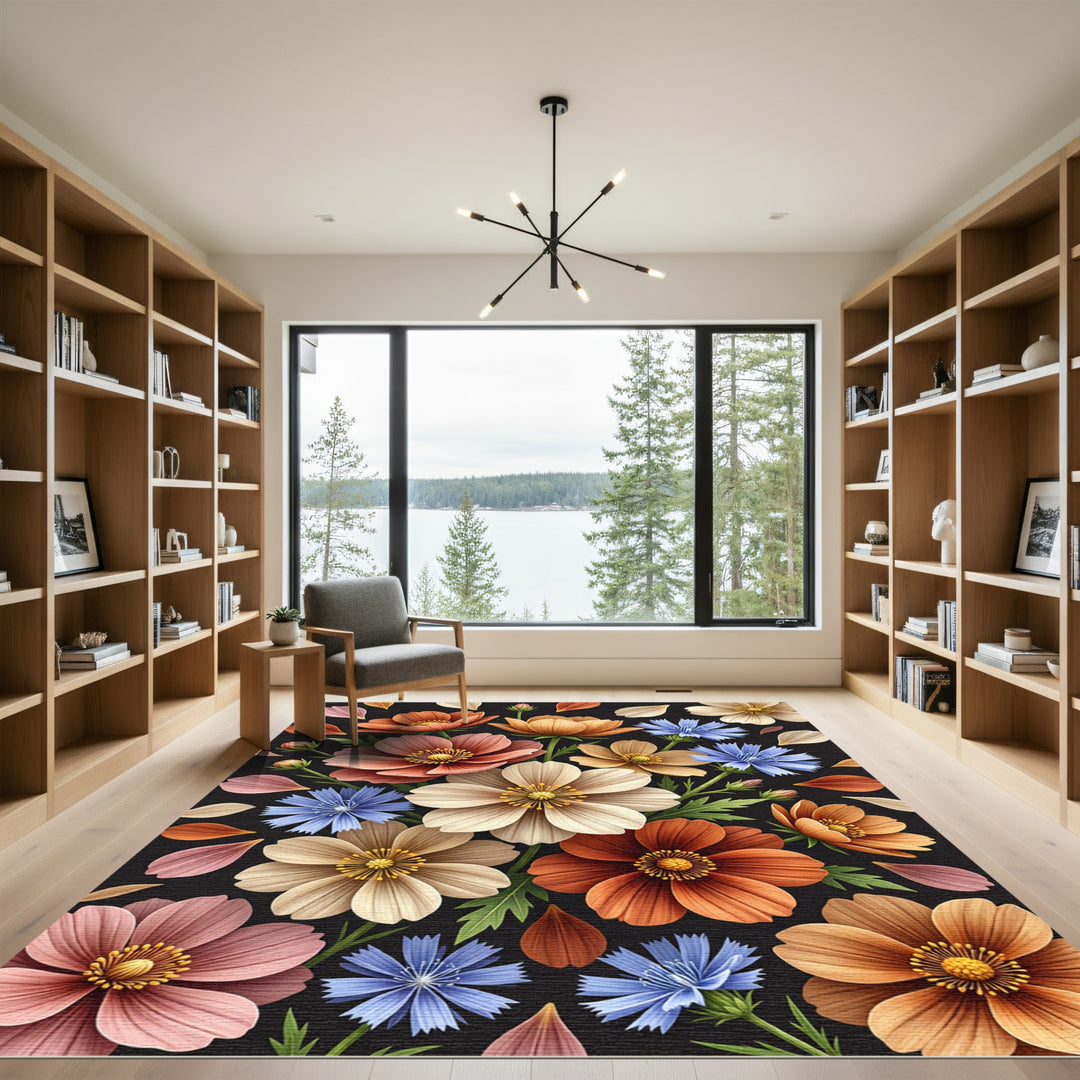 Vibrant Earthy Tone Floral Medley Rug