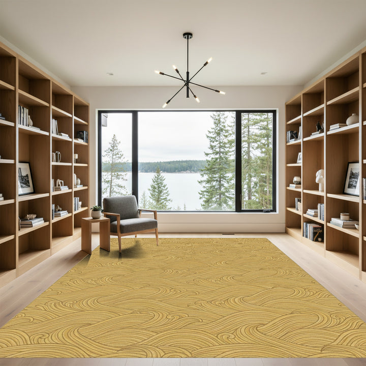 Golden Yellow Wavy Ocean Rug