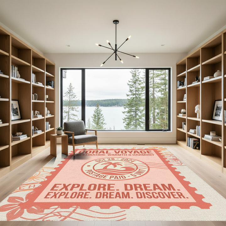 Coral Voyage Tropical Beach Stamp Rug