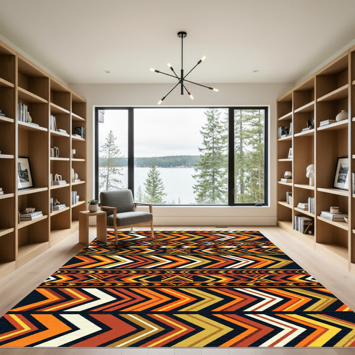 Bold Orange Native Arrow Stripe Rug