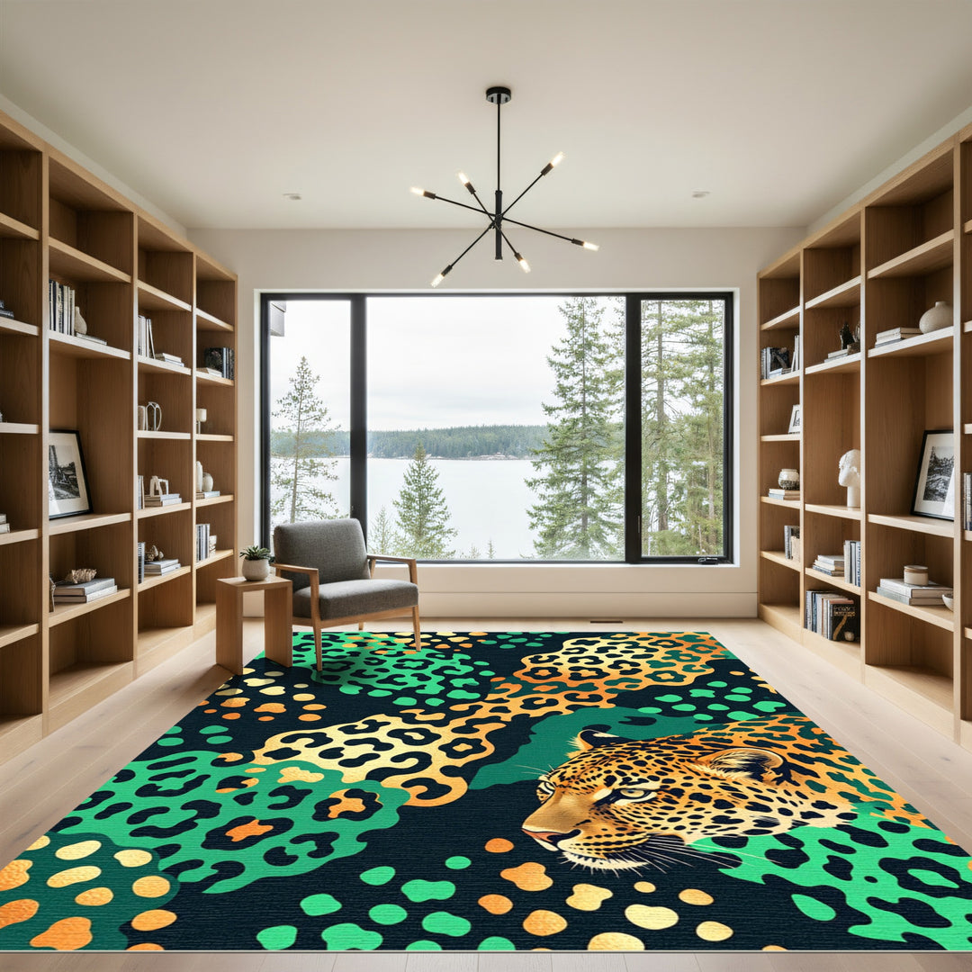 Golden Leopard Jungle Spots Rug