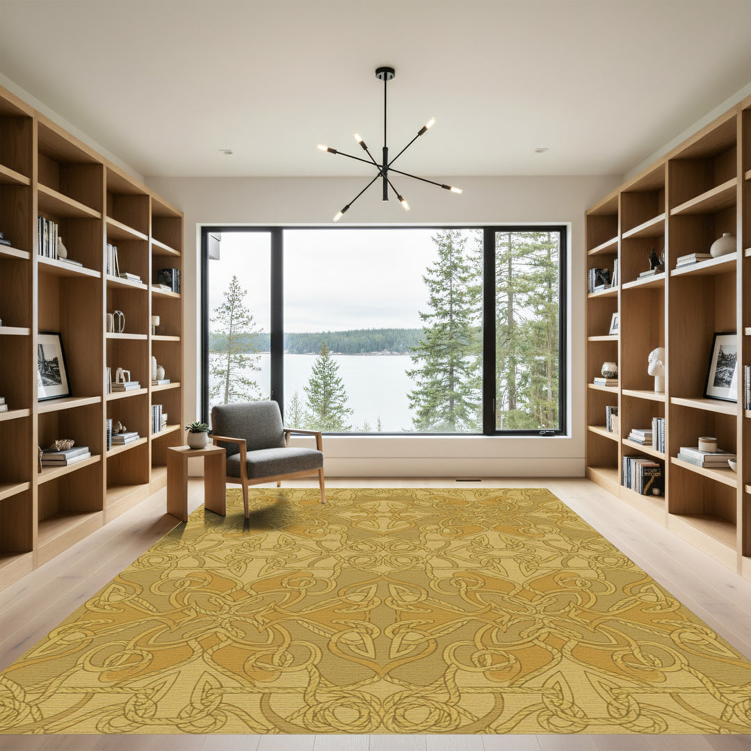 Golden Rope Knot Intertwined Medallions Rug