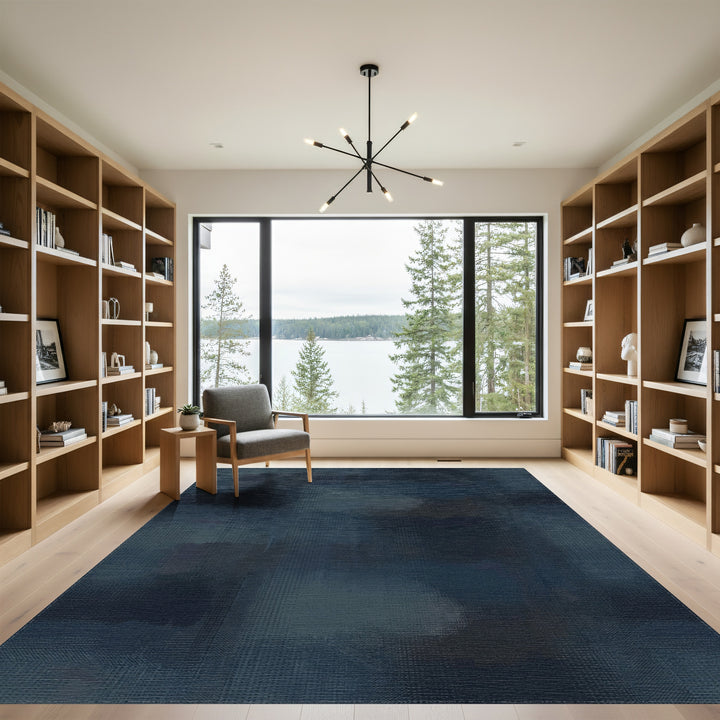 Deep Blue Abstract Smudge Texture Rug