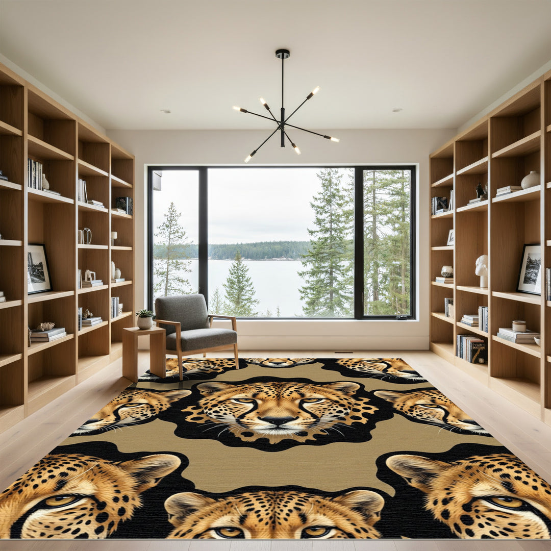 Golden Cheetah Spot Abstract Composition Rug