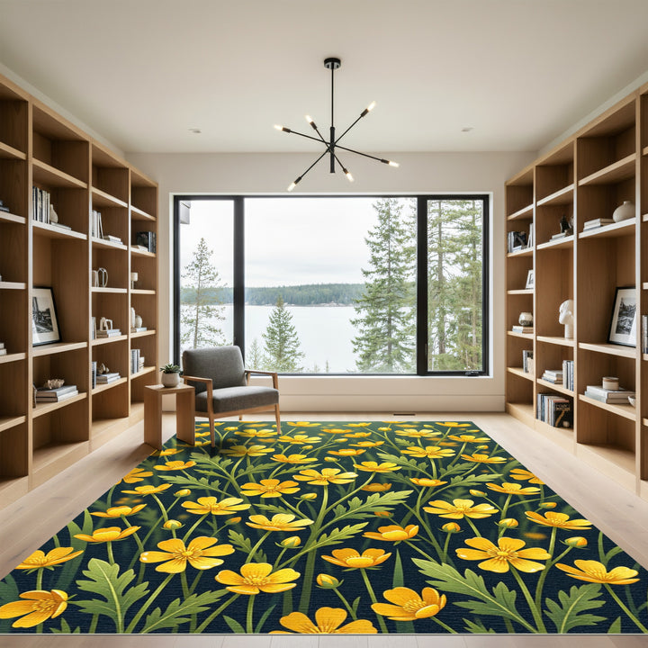 Sunny Yellow Buttercup Field Rug