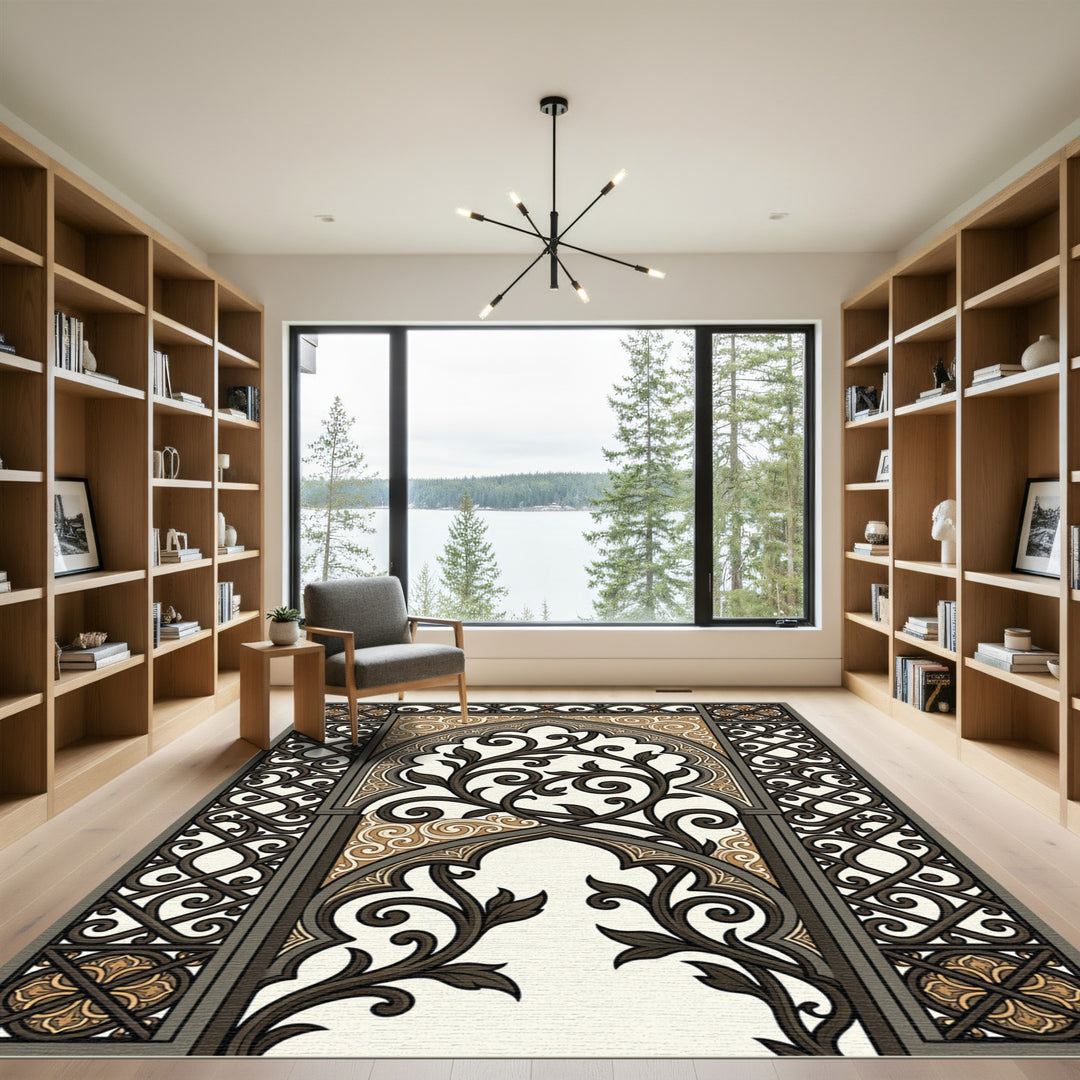Ornate Archway Arabesque Floral Rug